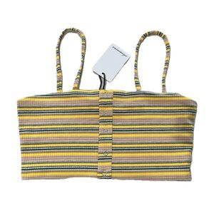 Olivaceous Stitch Fix crop top bralette stripe yellow strappy tank top Small